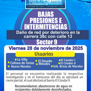 Bajas presiones e intermitencias en el sector 9 