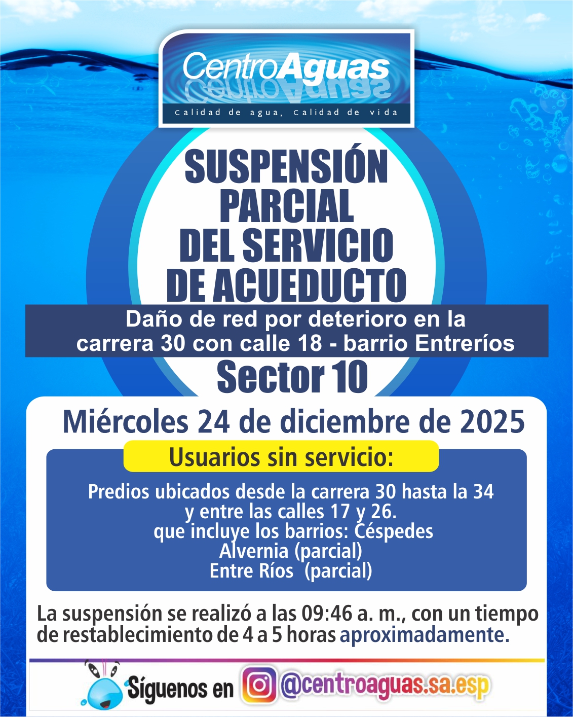 Diseño de suspensión del servicio de acueducto 