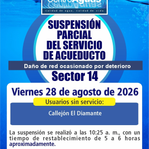 Suspensión parcial del servicio de acueducto del sector 14