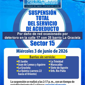 Suspensión Total del servicio de acueducto del sector 15