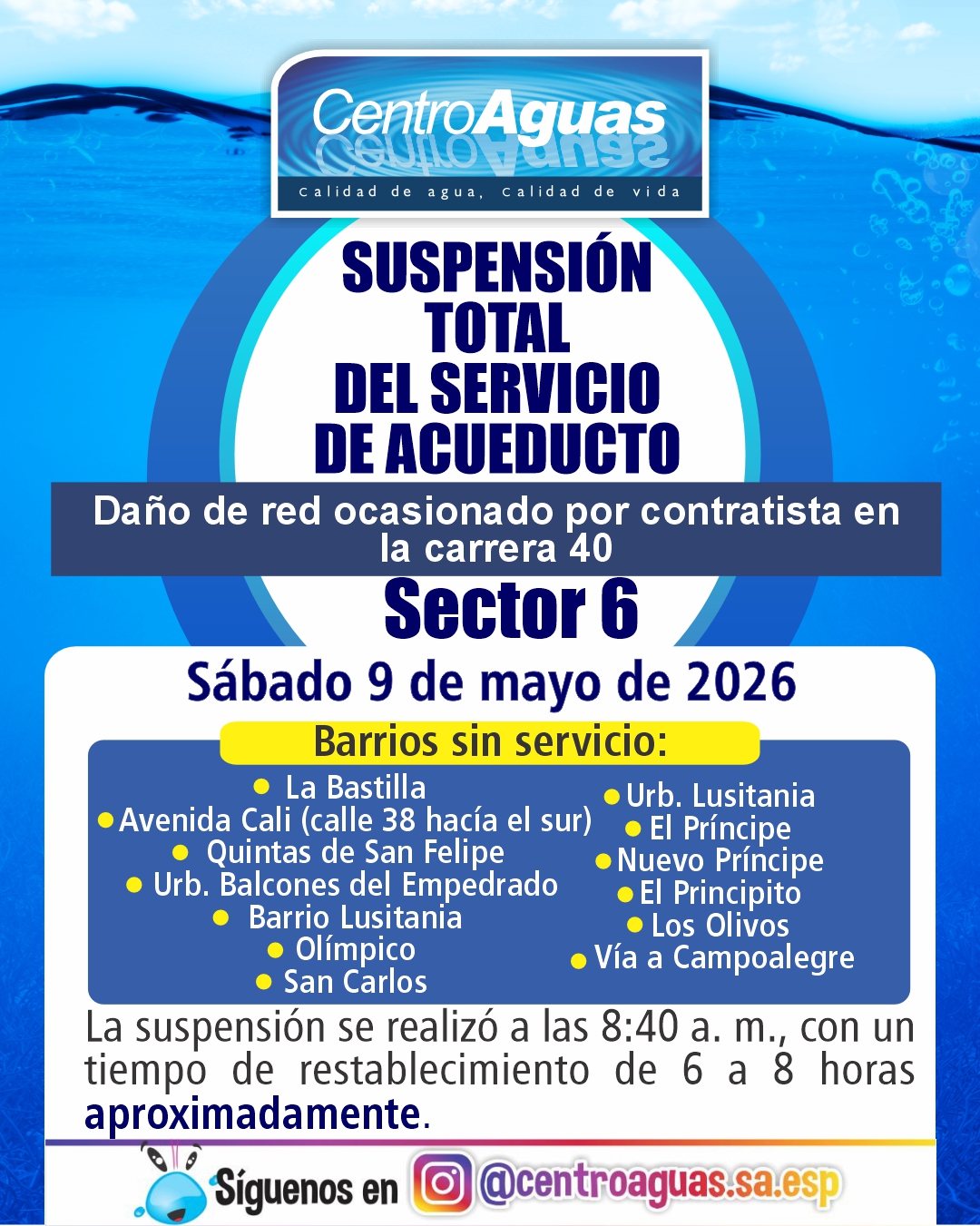 Diseño de suspensión del servicio de acueducto