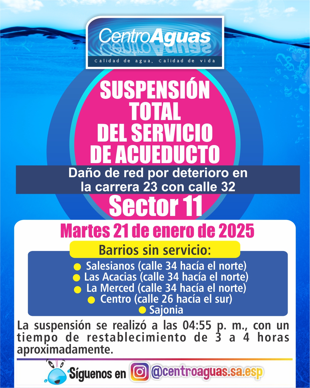Diseño suspensión del servicio de acueducto 