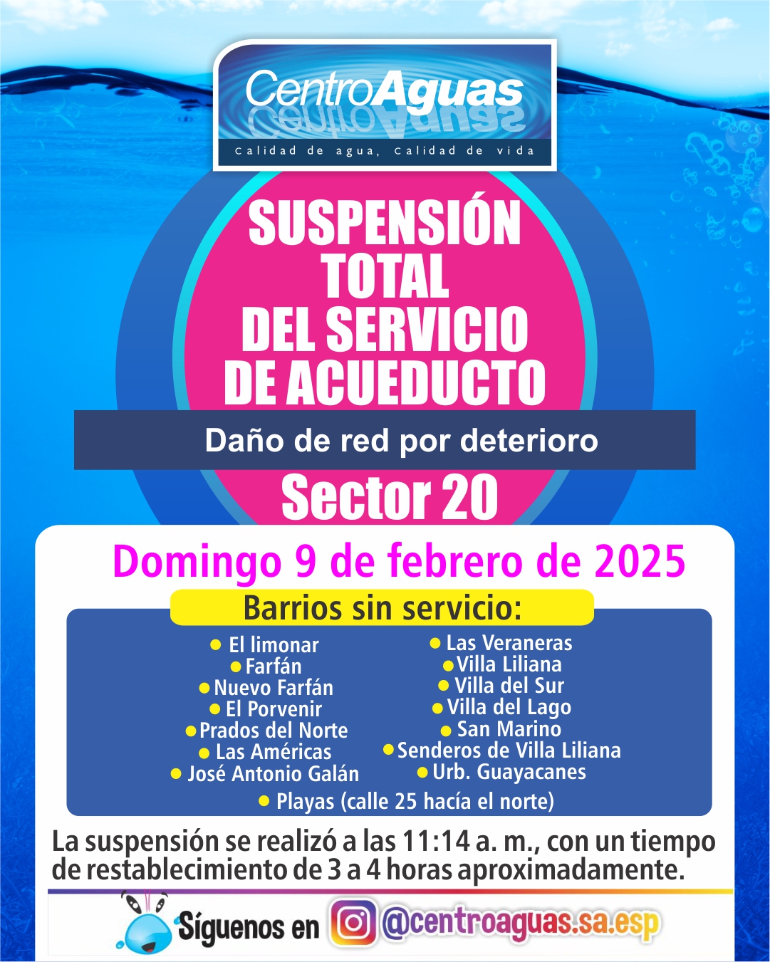 Diseño suspensión del servicio de acueducto