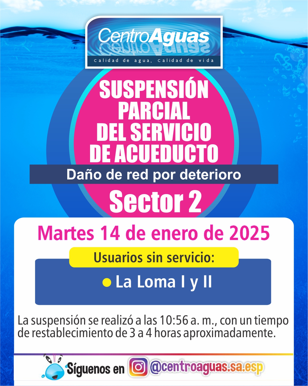 Diseño de suspensión del servicio de acueducto