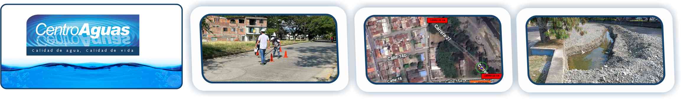 Diseño con tres imágenes del sector para obra y mapa de desvíos