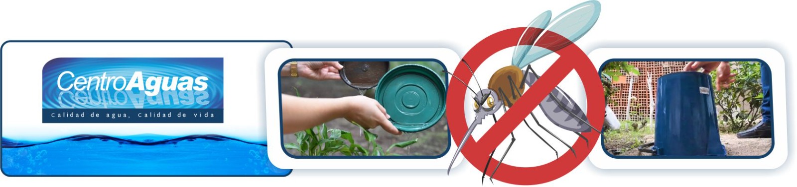 Diseño con imágenes que referencian recipientes sin agua represada