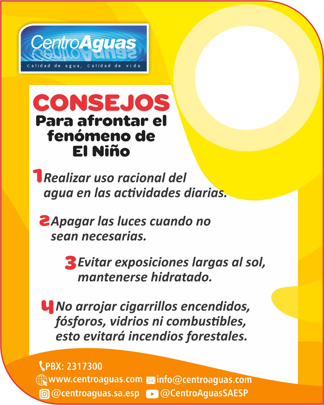 Consejos para afrontar el fenómeno de El Niño