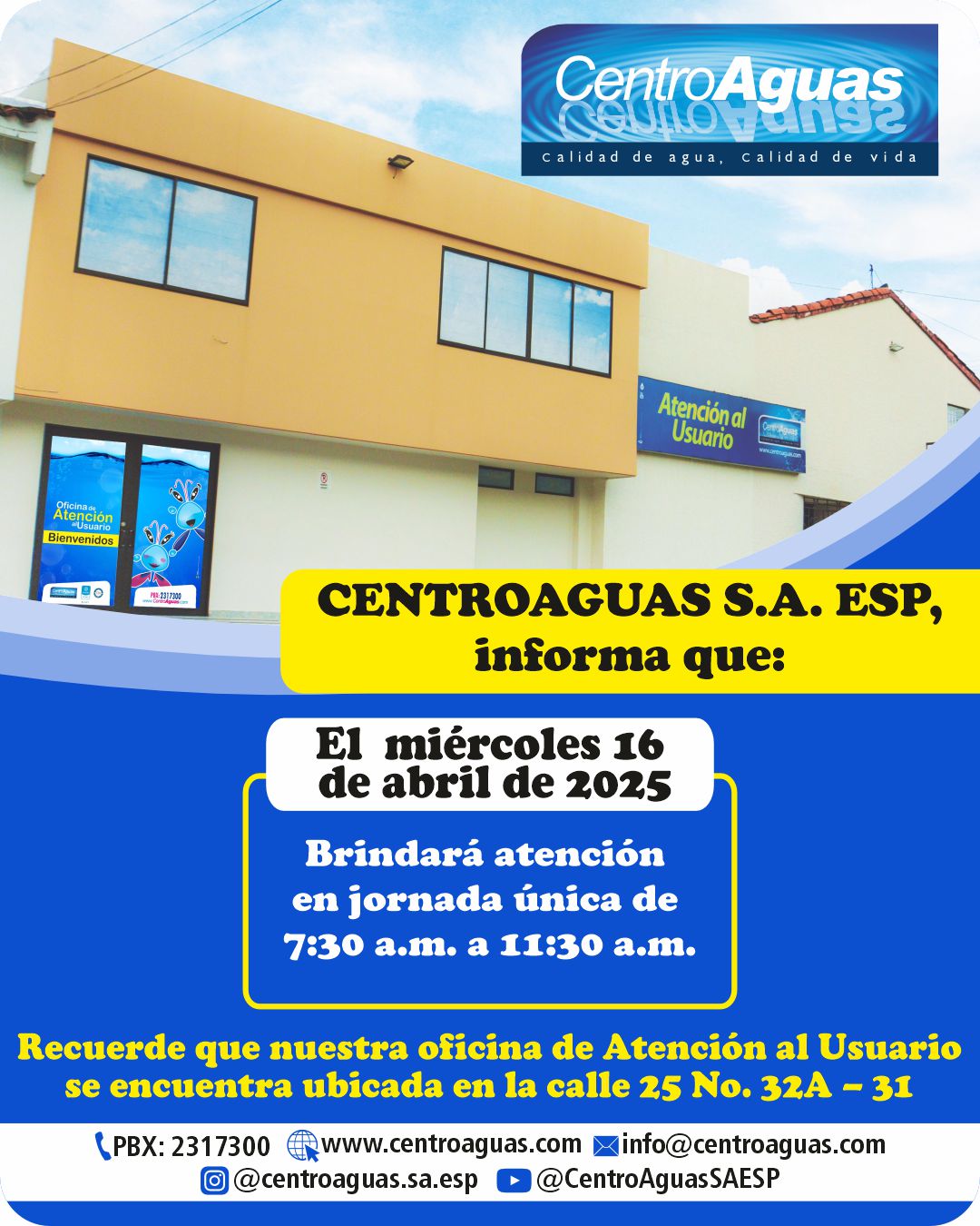 Jornada de atención miércoles 16 abril de 2025