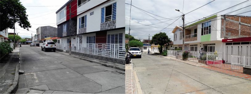 Diseño con dos fotografías del sector donde se realizará la obra 