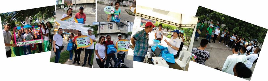 collage de fotos de la actividad donde se ven funcionarios de la empresa con mensajes alusivos ala campaña 