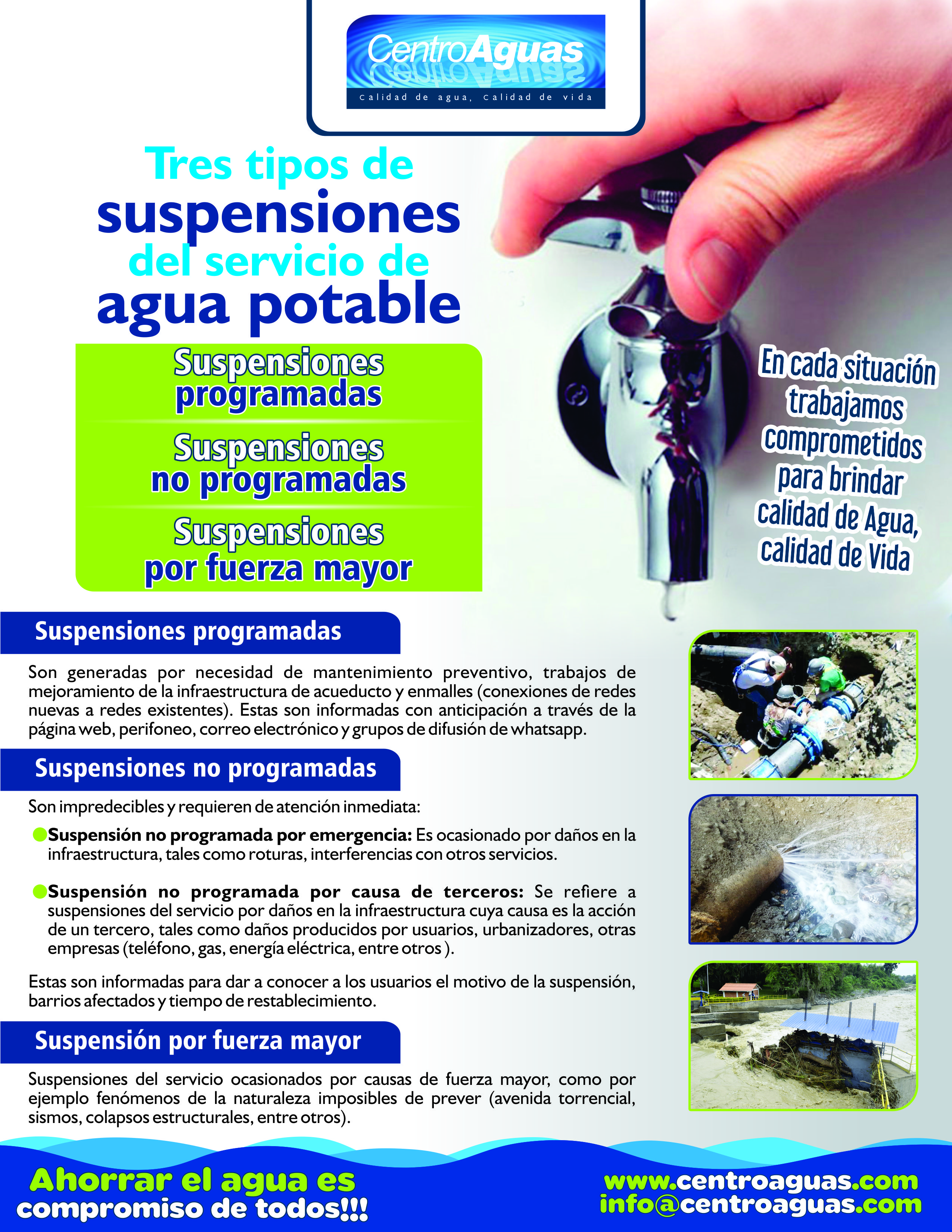 Imagen representativa de los tipos de suspensión: programada, no programada y por fuerza mayor